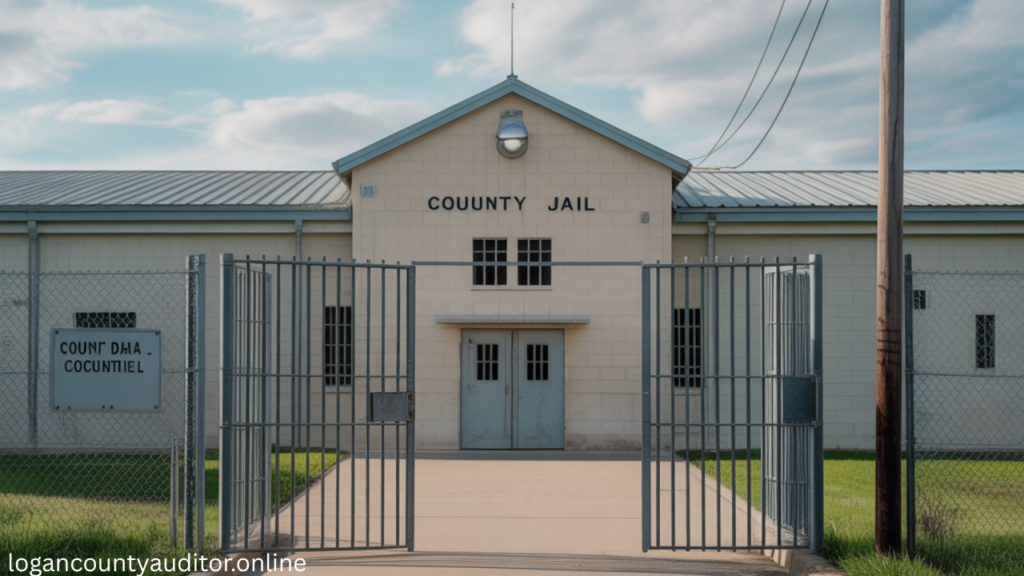 Exterior view of Logan County Jail building where inmate search records are maintained