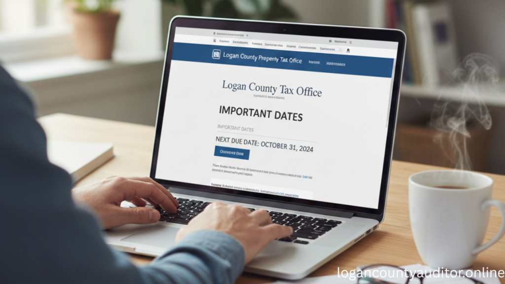 Resident checking Logan County property tax due date and payment options online from home