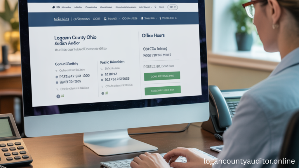Logan County Ohio Auditor phone number and office hours displayed on official website