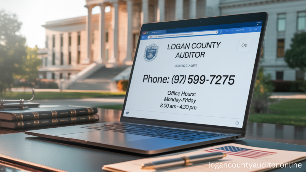 Featured image showing Logan County Ohio Auditor phone number and office hours on official dashboard